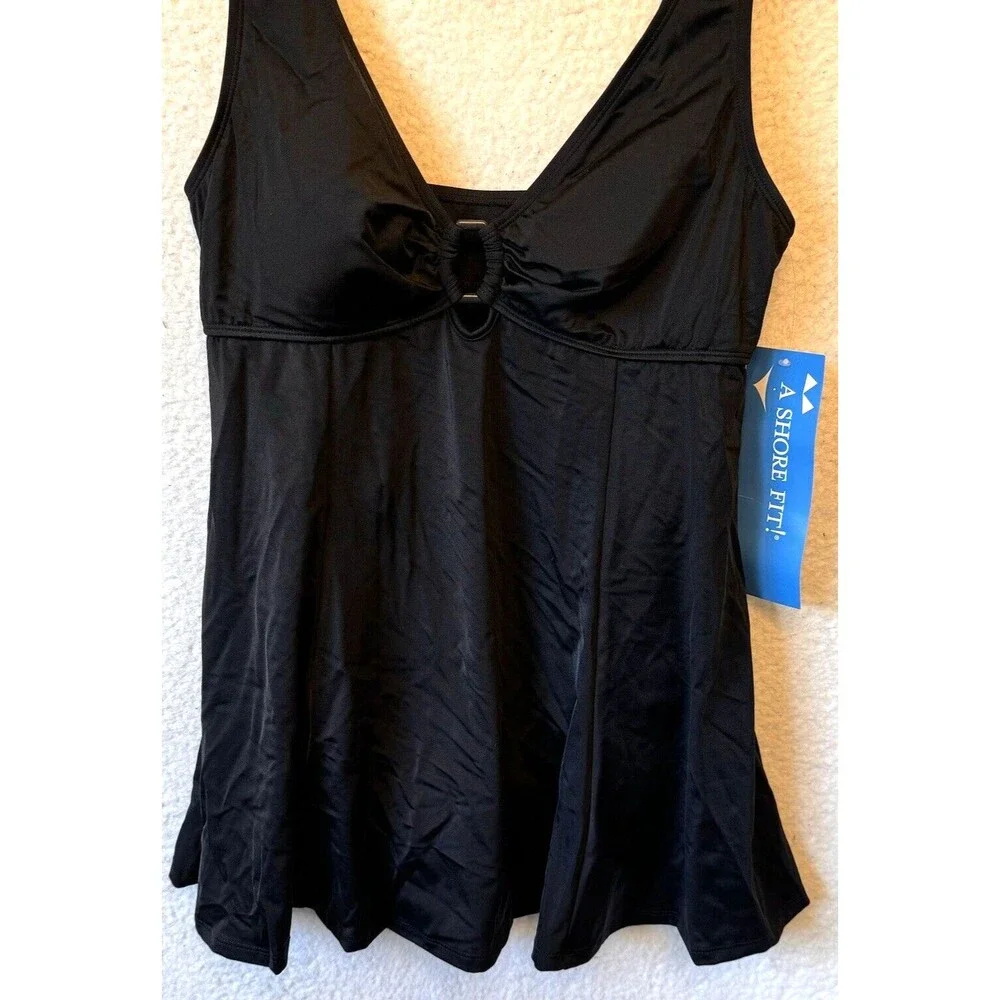A SHORE FIT! WOMEN'S BLACK ONE-PIECE BATHING SUIT Swim Dress - Picture 2 of 13